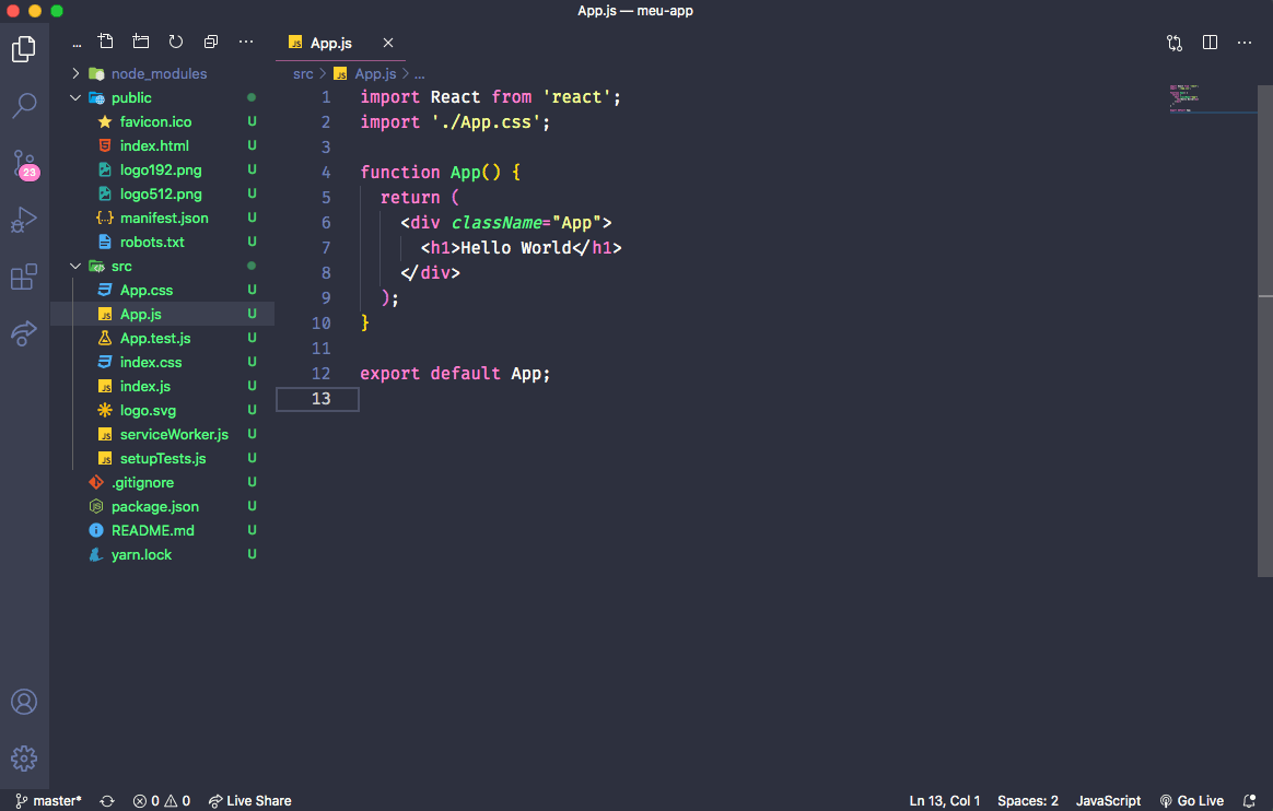 Arquivo App.js editado