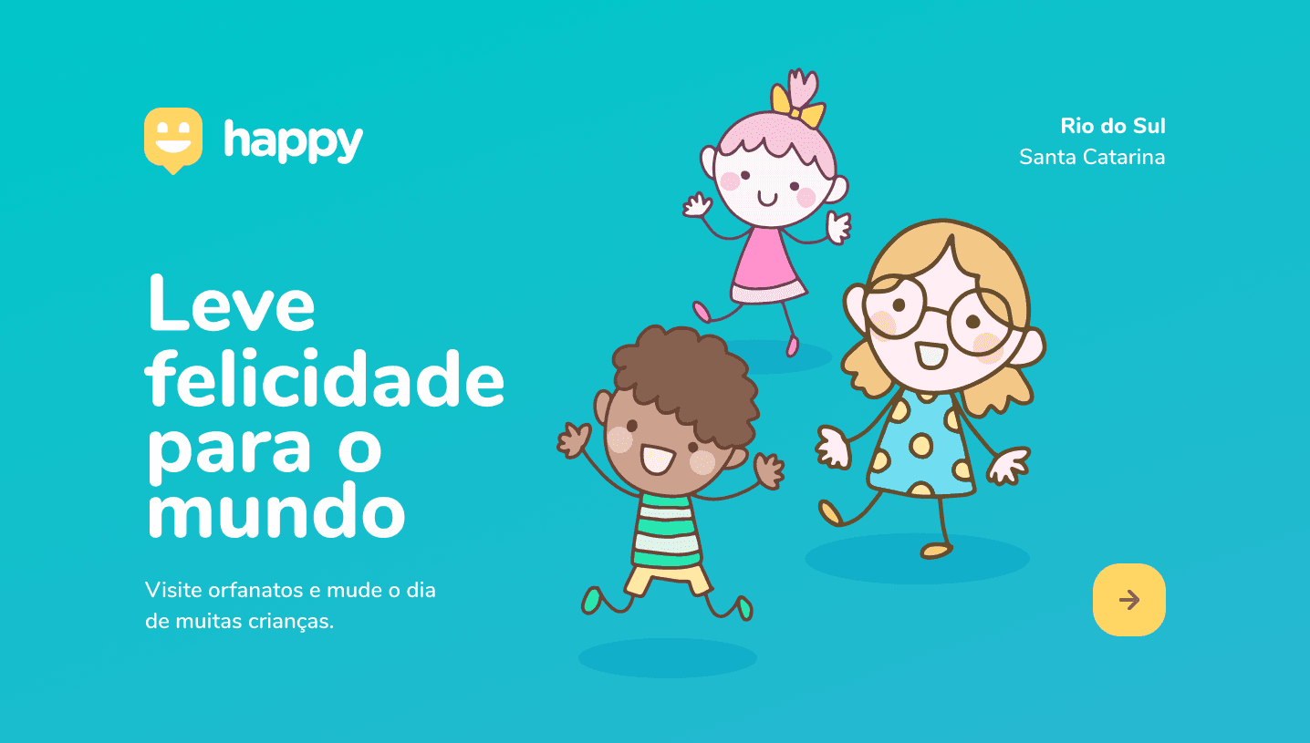 landing page da aplicacao Happy